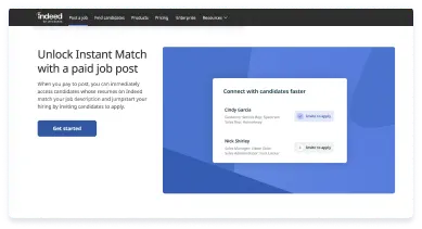 Approfitta di Instant Match in un annuncio a pagamento. Con gli annunci a pagamento, puoi accedere immediatamente ai candidati i cui CV su Indeed corrispondono alla tua descrizione della posizione e passare direttamente alla fase di recruiting invitando gli utenti a candidarsi.